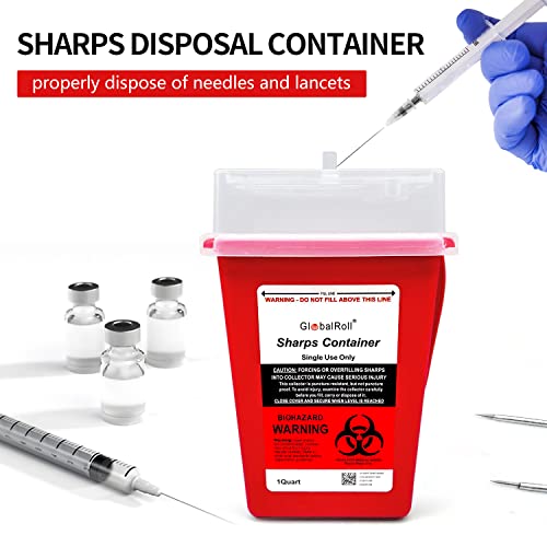 Globalroll Sharps Container 1 Quart, 6 Pack Biohazard Needle Disposal Container Small Syringe Disposal Container, Professional Sharps Disposal Container For Home And Travel Use #TOP1