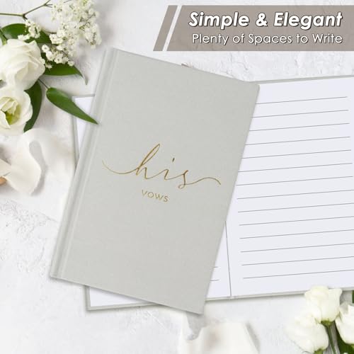 Image of Wedding Vow Books With Gold Foil Lettering, Hard Cover His and Hers Vow Books, Canvas Linen Foil Embossed Wedding Ceremony Vow Books - A Beautiful Addition For The Wedding Day, 56 Pages, 5.9 inch X 3.9 inch