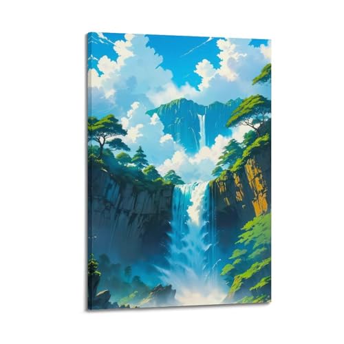 Poster cascade apaisant : art mural en toile pour chambre zen