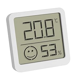 TFA Dostmann Digitale Mini Thermo-Hygrometer, 30.5053.02, met behaaglijkheidsgraad voor een gezond binnenklimaat, weergave van binnentemperatuur en -vochtigheid, wit, (L)46 x (B)13 x (H)43 mm
