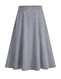 BOOPH Girls Skirts Kids A-Line Long Skirts Solid Uniform Skirts for Teen Girls Dark Gray 9-10 Years