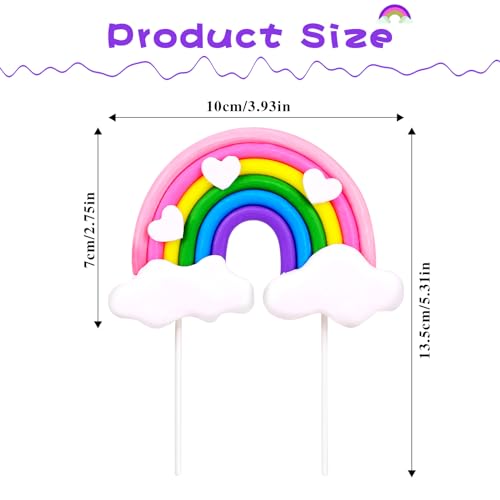 Mozeat Lens 547020_6_DJMSB8BW Rainbow Cake Topper, Soft Pottery Rainbow Heart Cloud Cake Decorations Colorful Rainbow Cupcake Topper Personalized Cake Topper Reusable Happy Birthday Cake Topper Birthday Party Decorations Supplies thumb #2