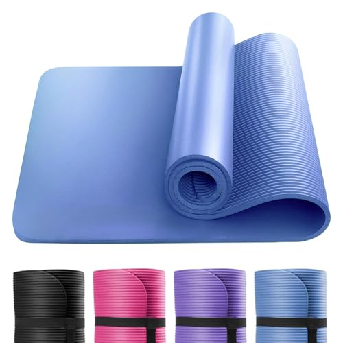 WOODSBRO Yoga Mat NBR Fitness Foam 10mm Thick Exercise Mat comfortable for Home Gym Pilates Mat Yoga Meditation Workout Mat