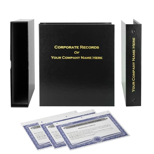 LLC Kit (Black) - Binder, Slipcase, Operating Agreement, Membership Certificates & Customizable Index Tabs