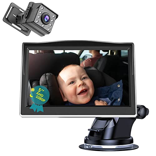Image of Baby Car Camera 5 Inch 1080P Display,150°Wide View Angle Back Seat Car Camera for Baby with Monitor,Night Vision Function Car Seat Camera for Baby Rear Facing,Newborn Boy Girl Infant Bebe Essentials