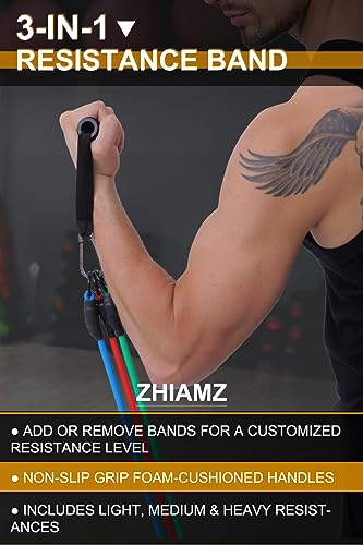Image of Resistance Bands with Handles, Single Resistance Bands, Exercise Bands with Handles, for Resistance Training, Physical Therapy, Home Workouts, Fitness, Pilates