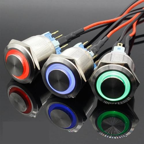 Botón de metal inoxidable de 22mm y luz LED 220V para paneles