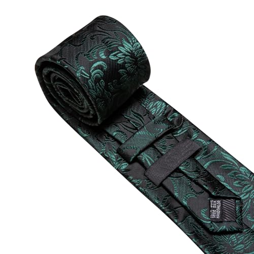 Image of Barry.Wang Paisley Tie for Men Silk Woven Necktie and Tie Clip Set Wedding Party Business Formal