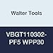 Walter Tools VBGT110302-PF5 WPP30 Carbide Tiger-Tec Positive Indexable Turning Insert, 0.008" Corner Radius, 1/4" IC, 1/8" Thick, 0.004" - 0.024" Depth of Cut (Pack of 10)