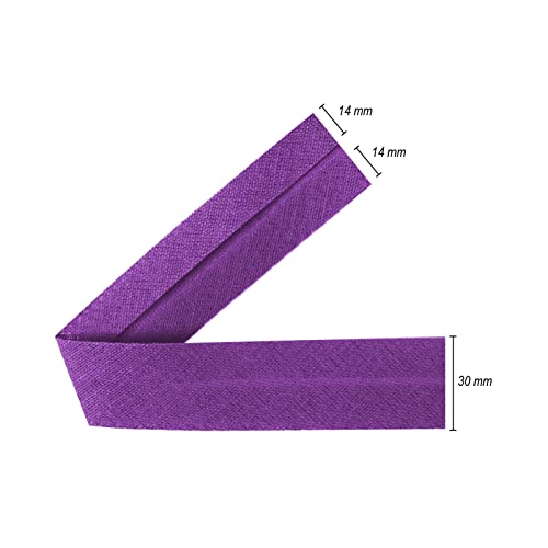 TEXTEX = 30mm Wide Bias Binding Tape. 50% Cotton and 50% Polyester. 10m Piece - (Purple) - Image 3