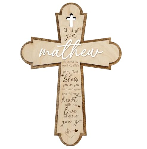 Personalized Baptism Cross | Personalized Wood Cross | Religious Keepsake Baptism Gifts | Wooden Sign Baptism Gifts for Girls and Boys | Baby Baptism Cross| Home Decor Wall Cross| Personalized first communion gifts