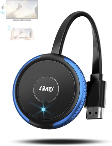 AIMIBO 4K Wireless Display Adapter 5G - Truly Plug & Play HDMI Wireless Dongle Casting Video from Android iOS Windows MacOS Tablet Laptop to TV Monitor Projector Support Airplay DLNA Miracast Blue