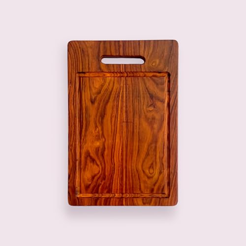 Image of Hutson Sheesham Wood Cutting Board 15 Inch with Handle & Juice Groove - Wooden Chopping Board for Kitchen, Meat, Vegetables, Charcuterie & Serving Board