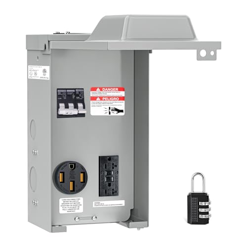 Nilight 20 50 Amp RV Power Outlet Box with Breaker 125/250V NEMA 14-50R GFCI Temporary Receptacle Panel ETL Listed Heavy Duty Enclosed Lockable Waterproof for EV Camper Caravan Van Travel Trailer