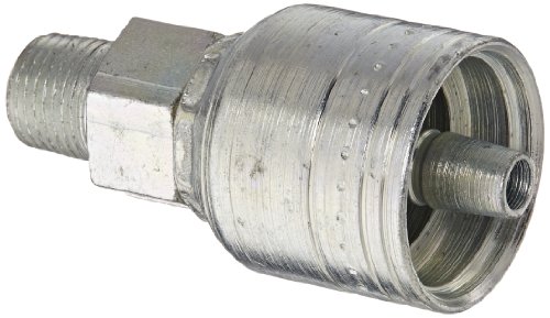 Image of Aeroquip 1AA2MP4 Carbon Steel Global TTC (Thru the Cover) Crimp Hose Fitting Male Pipe, Straight, 1 /4 inch Hose ID, 1 /8 inch - 27 Thread (Pack of 4)