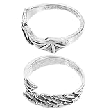 Healeved Anillo Abierto Ajustable de Ala de Murciélago Vintage, Anillo Angular Metálico en Color Plateado, Accesorio Unisex Adecuado para Uso Diario y Regalos Románticos