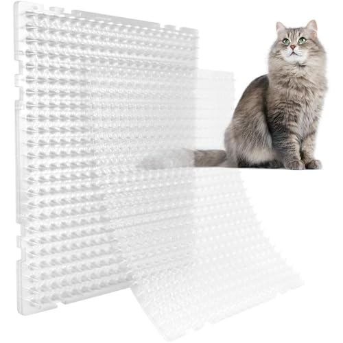 10Pcs Cat Repellent Mat with Spikes, Anti-Cat Dog Scat Mat, Soft Clear Pet Deterrent Mat for Indoor Outdoor Garden Sofa Window 43x34cm