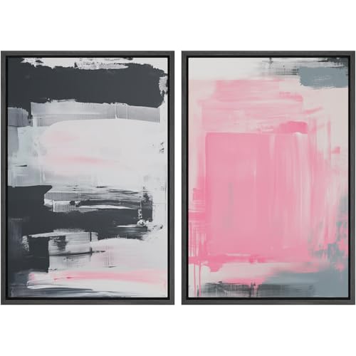 SIGNWIN Framed Canvas Print Wall Art Bold Pink and Black