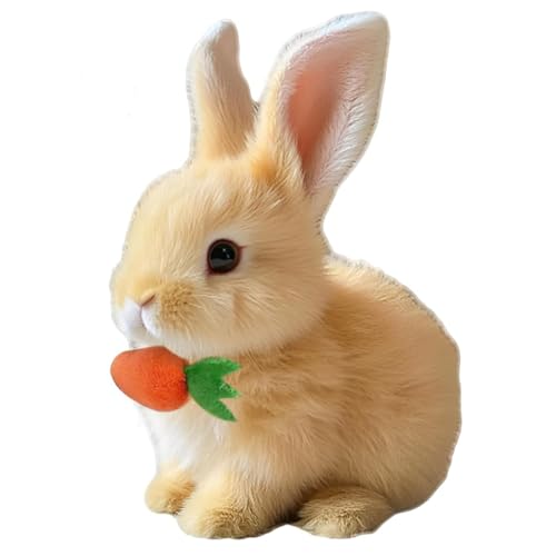 Nenrte Bunny Realistic Bunny Toy, Easter Bunny Toy, Rabbit Interactive Hopping Bunny Toy-Jumping, Twitching, and Shaking Ears (Brown)