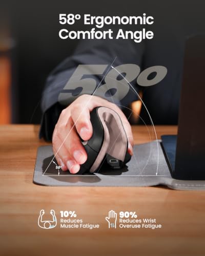 Image of ProtoArc EM11 NL Wireless Ergonomic Mouse, Rechargeable, Black Pink