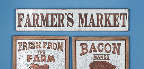 Deco 79 59449 Distressed Iron Farmer's Market Wall Sign, 7" X 36", Brown/Gray #TOP5