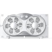 shinic 9" Twin Window Fan with Reversible Airflow Quiet Exhaust & Intake, Independent Control Dual Fan, Expanders for 23.8"-37" Window, Vertical/Horizontal for Sliding Window, for Home Kitchen