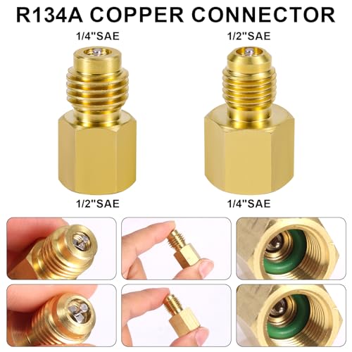 Adaptadores tanque refrigerante R134A latón 4 piezas miniatura 4