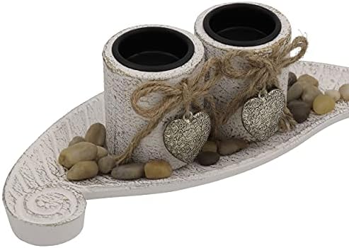 Soyizom Wooden Candle Holder with Heart-shape Design Vintage Rustic Decorative Candle Tea Lights French Candlescape Set for as Dinner Table Top Decor Christmas Wedding Home Indoor & Outdoor Decor