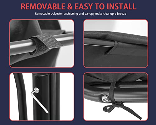 Patio Swing With Canopy Backyard Swing Outdoor Swing Chair With Adjustable Tilt Canopy Removable Cushions Stable Frame Comfortable Armrests For Patio Outdoor Backyard Garden Black #TOP3