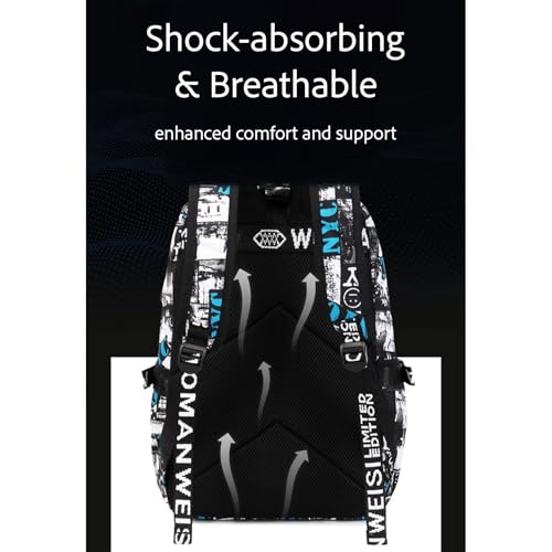 Backpack for School Durable College School Backpack Laptop Bookbag with USB Charging Port Water Resistant Travel Bag (White)4