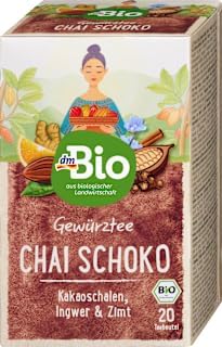 Chocolate Chai herbata przyprawowa (20 worków), 40 g – DM Brand Deutschland – kompatybilna z dmbio – herbata przyprawiona Chai Schoko (20 worków), 40 g