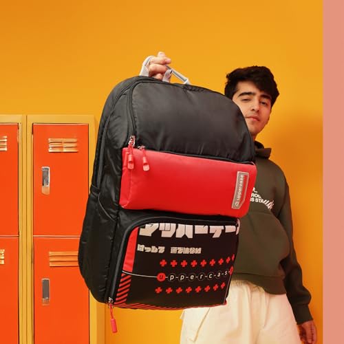 Image of uppercase Campus School Backpack | Well-Padded, Double Compartment with File Sleeve, Organizers, Side Bottle Pocket | For Boys & Girls | 500 Days Warranty