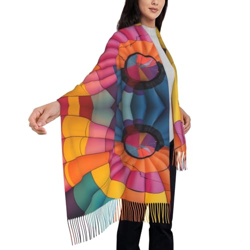 Hot Air Balloon Interior Print Tassel Scarf - Stylish And Cozy Accessory For Spring, Autumn, And Winter, 78" * 28"4