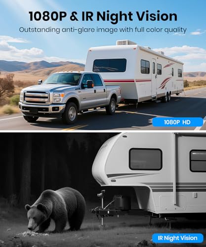 AUTO-VOX Solar Wireless Reversing Camera System with Two Cameras (License Plate & Portable): 7.2” 1080P HD Dual Channel Monitor, IP69K Waterproof Reverse Camera for Motorhome, Camper, Trailer,Van - Image 4