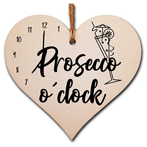 Handmade Wooden Hanging Heart Plaque Gift Perfect for Prosecco Lovers Novelty Funny Keepsake
