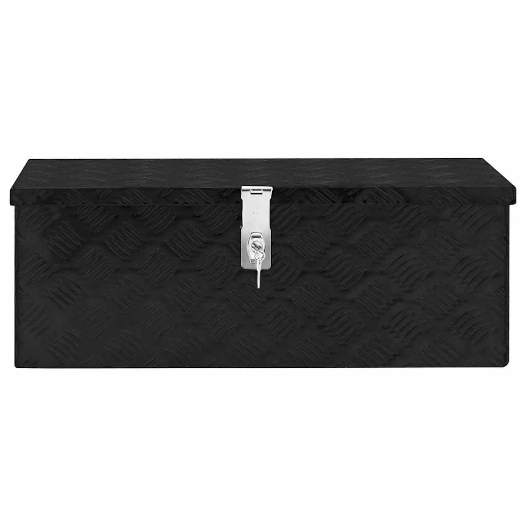 Scatola portaoggetti nera in alluminio, 70 x 31 x 27 cm, con sistema di chiusura, cassetta degli attrezzi per officina, garage, casa, trasporto e sistema di organizzazione