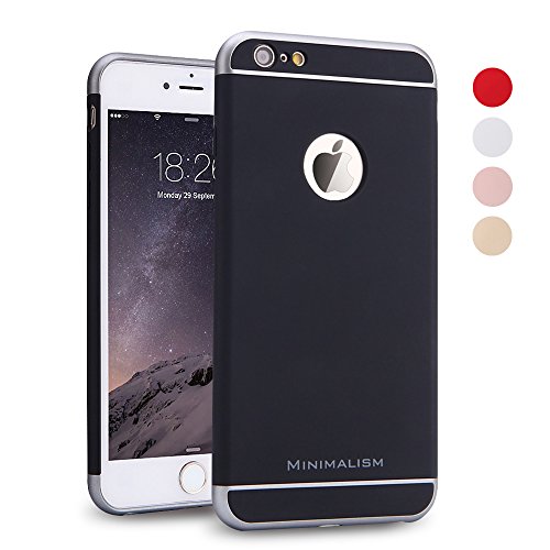 MINIMALISM Cell Phone Cases 3 in 1 Ultra Thin and Slim Design Coated Premium Non Slip Surface with Excellent Grip Case Fit for iPhone 6 (4.7'')(2014) and iPhone 6S (4.7'')(2015) - Black