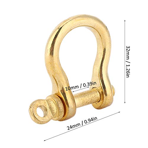 zlsadon Anchor Shackle,2 Set Brass Anchor Shackle U Type Key Ring Hook Golden Buckle 10mm