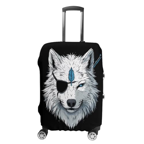 Wolf with An Eye Patch Travel Luggage Cover for Suitcase 19-32 Inches Elastic Washable Baggage Protector