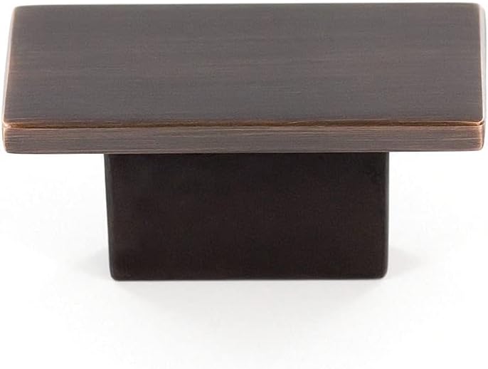 Richelieu Hardware BP8102116BORB Flemingdon Collection 1 9/16-inch (40 mm) x 7/8-inch (22 mm) Brushed Oil-Rubbed Bronze Modern Rectangular Cabinet and Drawer Knob for Kitchen, Bathroom, and Furniture