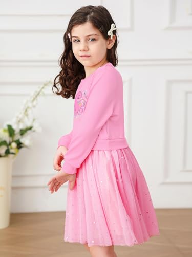 Dinosaur Dress for Girl 4t 5t Cute Long Sleeve Sequin Tulle Dresses Kids Twirl Outift Size 4-5t — view 4