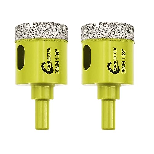Diamond Core Drill Bits 2pcs - 35mm Diamond Hole Saw with Round Shank for Ceramic Porcelain Tile Marble Granite Quartz SANLEETEK