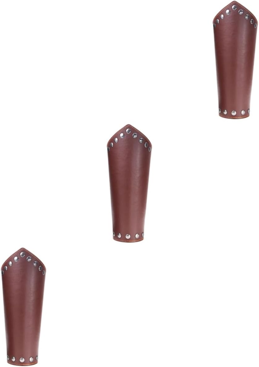 3pcs Punk Style Brown Beaded Bracelet Rope Weaving Wrist Band Fashion Wrist Strap for Women