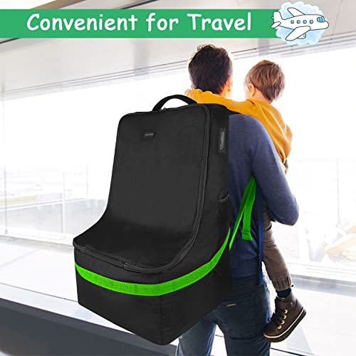 YOREPEK Car Seat Travel Bag, Padded Car Seats Backpack for Air Travel, Heavy Duty Carseat Travel Bag for Airplane, Airport Gate Check Bag (Green) by YOREPEK - Image 6