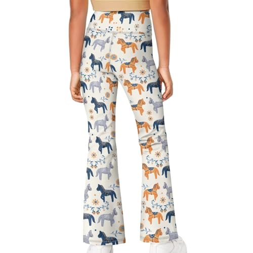 Horse Pattern Flare Yoga Pants for Girl High Cut Legging Tummy Control Kids Long Trousers Casual Bell Bottom Sweatpants4