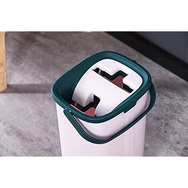 York Handy Mop płaski | Zestaw mopa z wiadrem i 3 nakładkami | Innowacyjny automatyczny system wyciskania | Pojemność 6 litrów | Wymiary 31x12cm | Składana uchwyt 120cm | Różowo-zielony