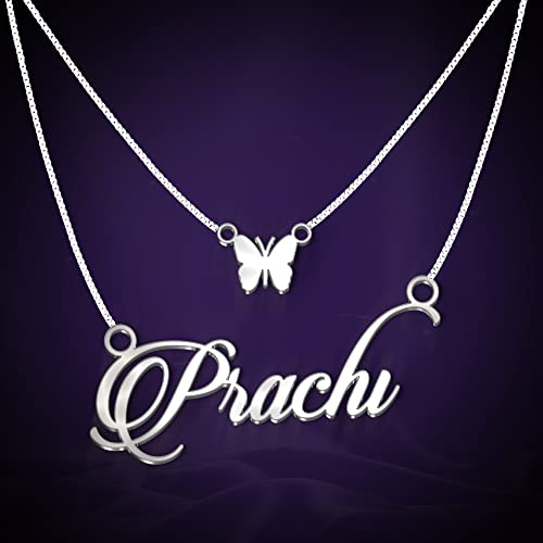 Image of Prachi Cursive Gold & Silver Name Pendant Necklace, Best Jewelry Gift for Girls.