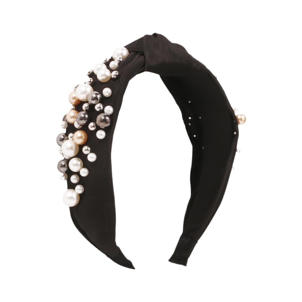 Women's Headband Hair Accessories Satin With Glass Rhinestone Hairband Girls Fashion Headdress black 3