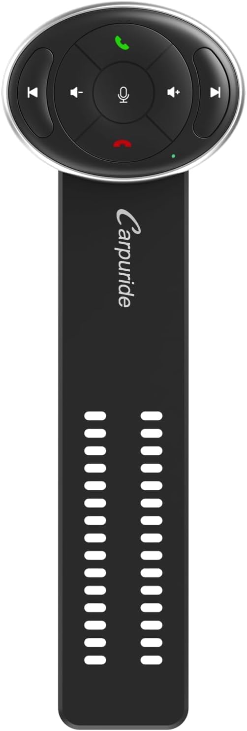 Strona view of the Carpuride Steering Wheel Control showing the strap for attachment to the steering wheel