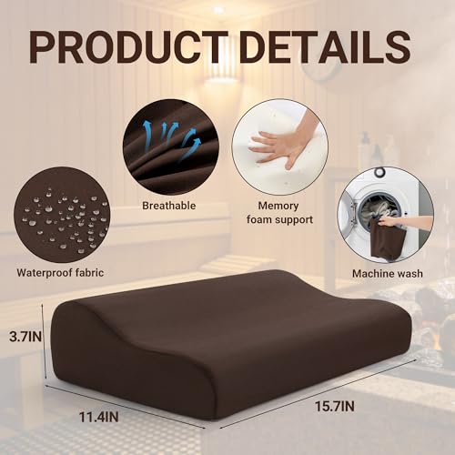 BALAPET Waterproof Sauna Headrest Pillow, Breathable Memory Foam Support Sauna Backrest Pillow, Ergonomic Curve Sauna Neck Pillow, Sauna Accessories for Infrared Sauna Resting - Image 2